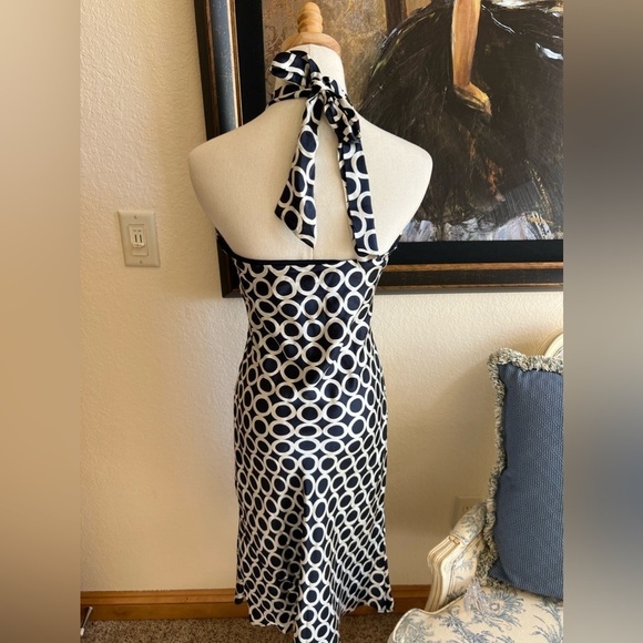 NWT Laundry by Shellie Siegel Blue Silk Halter Dress Bow Tie in Back Sz 10 - Picture 2 of 4